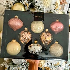 Robert Stanley Home Collection Blush & Ivory Ornate Ornament Set
